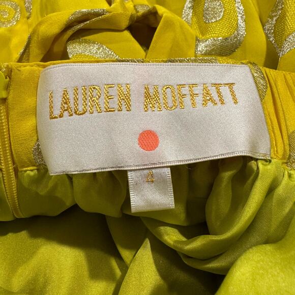 Lauren Moffatt Dress Silk Halter Retro Boho Girly Summer Cottage Yellow Size 4 - Picture 2 of 5